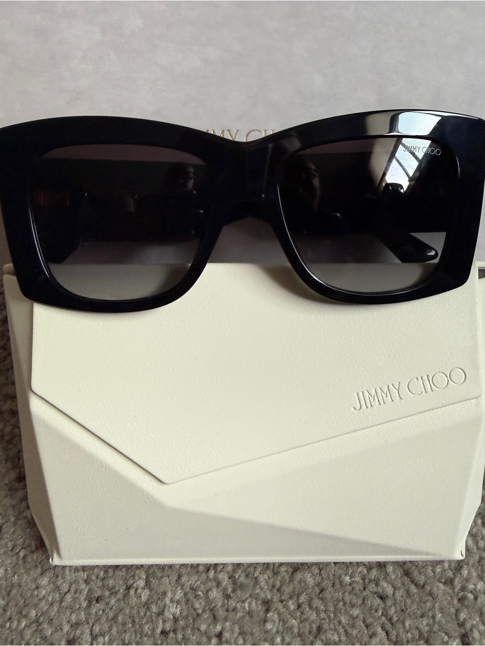 NWT Women’s Jimmy Choo Crystal Monogram Square Sunglasses JC 5036B Black